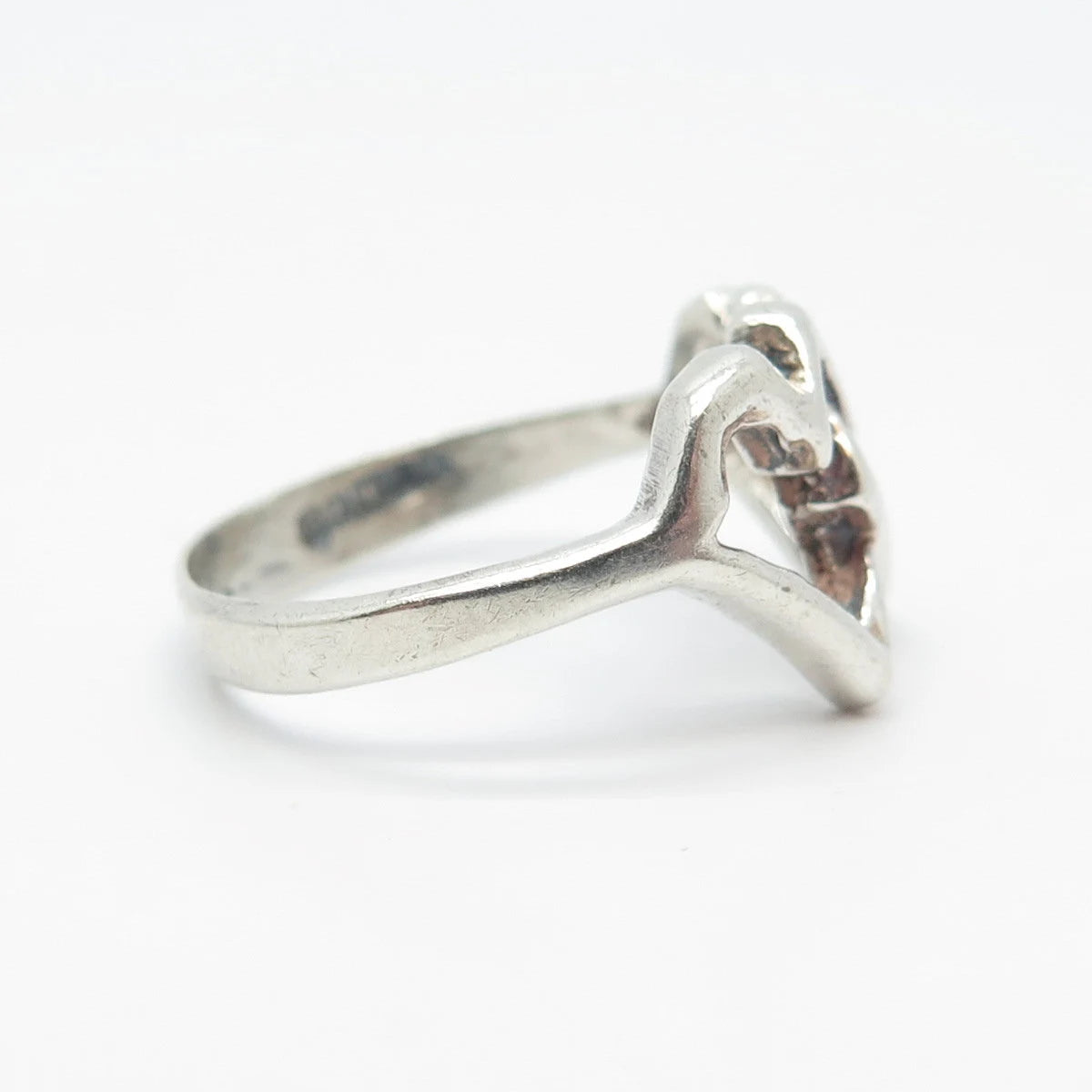925 Sterling Silver Vintage Double Heart Oxidized Ring Size 7