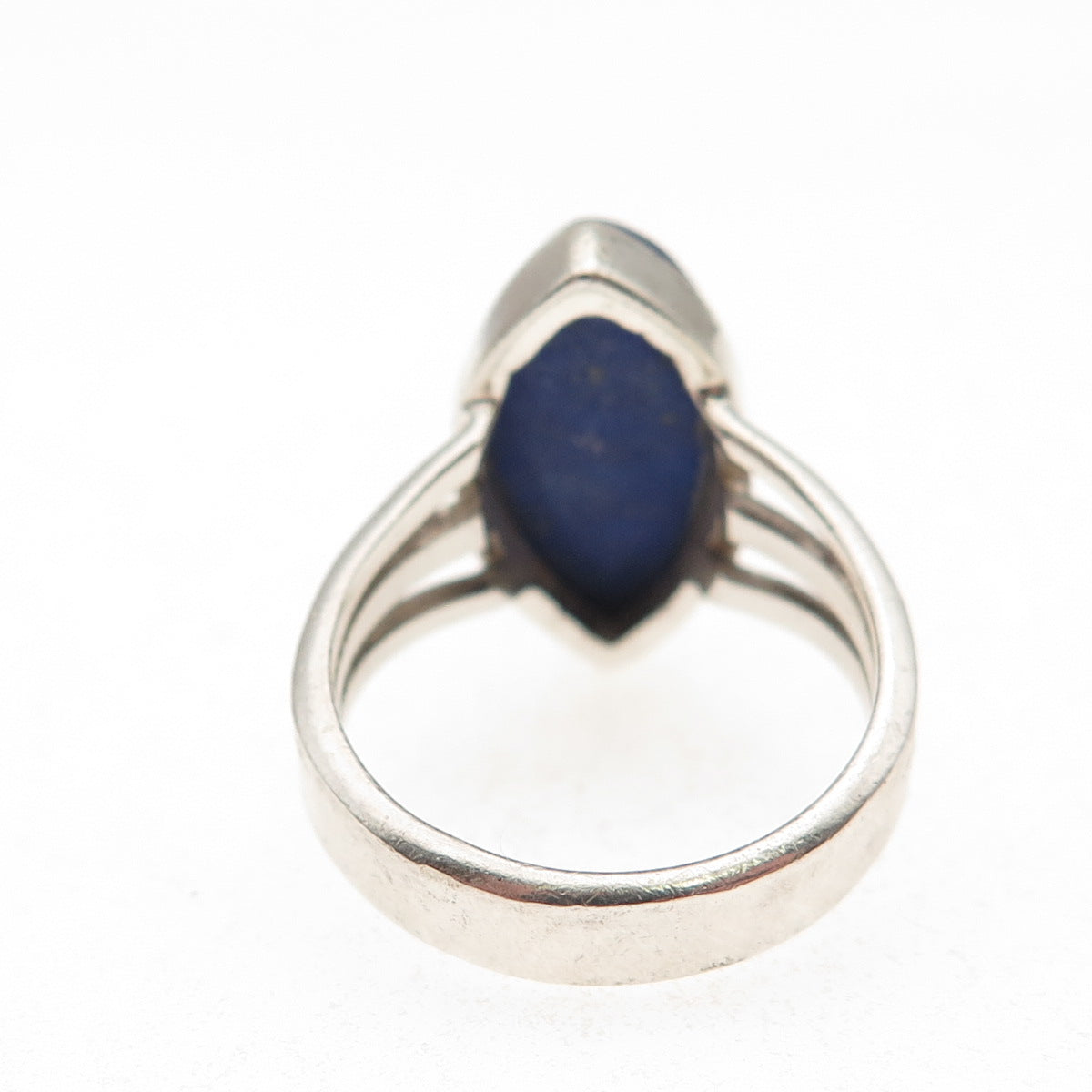 925 Sterling Silver Vintage Real Lapis Modernist Ring Size 6.5