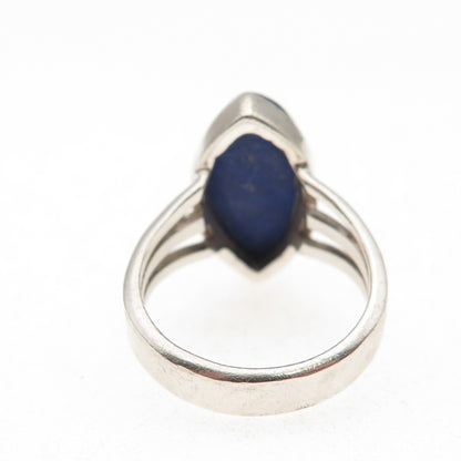 925 Sterling Silver Vintage Real Lapis Modernist Ring Size 6.5