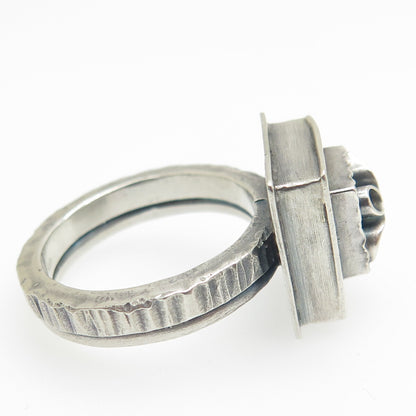 925 Sterling Silver Vintage Modernist Oxidized Ring Size 8