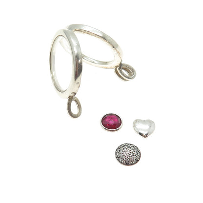 PANDORA 925 Sterling Silver Lab-Created Ruby Charm Locket Pendant Necklace 24"