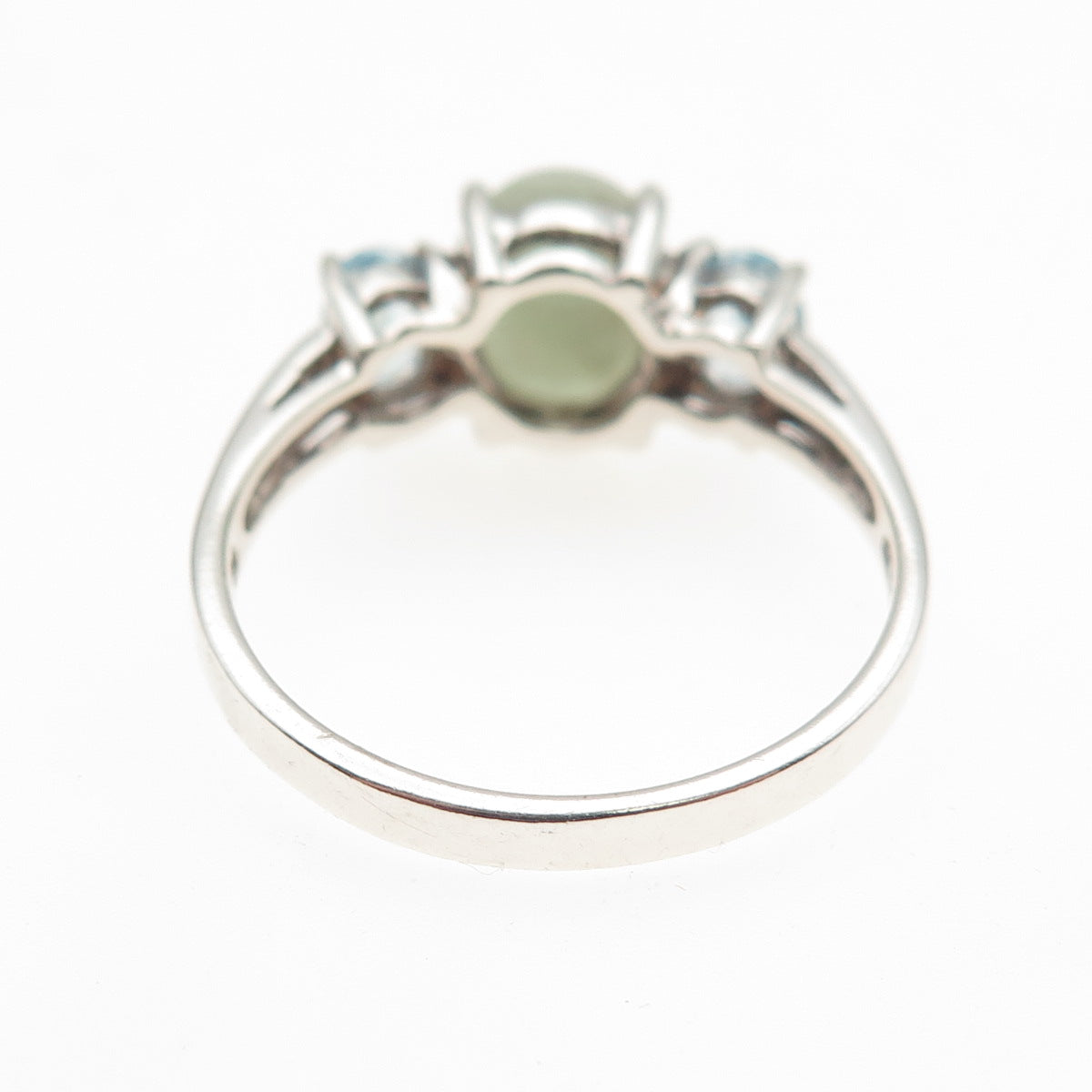 AVON 925 Sterling Silver Vintage Real Jade & Blue Topaz Ring Size 10