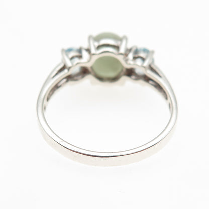 AVON 925 Sterling Silver Vintage Real Jade & Blue Topaz Ring Size 10