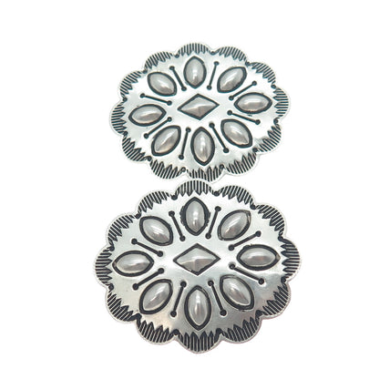 MICHAEL THOMPSON NAVAJO Old Pawn 925 Sterling Vintage Concho Clip On Earrings