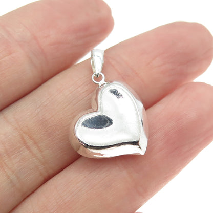 925 Sterling Silver Vintage Modernist Heart Charm Pendant