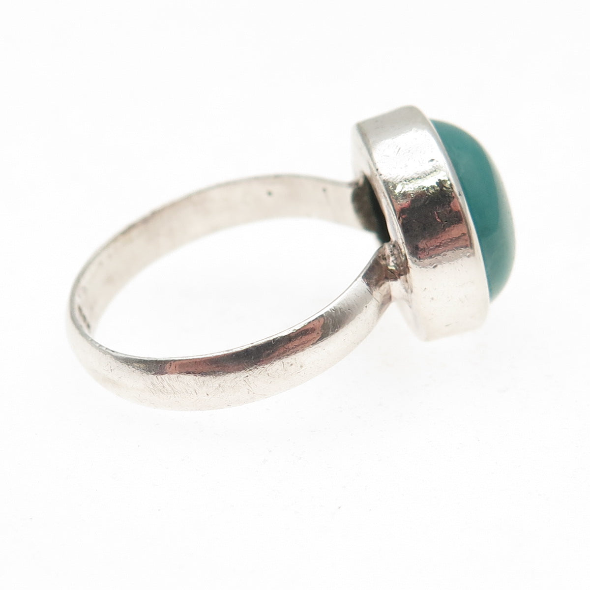 925 Sterling Silver Vintage Real Kingman Turquoise Modernist Ring Size 9.25