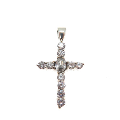 925 Sterling Silver Vintage Round-Cut C Z Sparkle Cross Charm Pendant