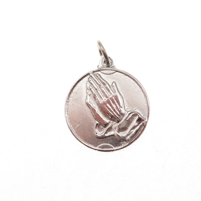 925 Sterling Silver Vintage Prayer Hands Religious Mini Charm Pendant