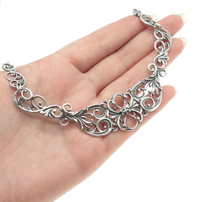 CAROLYN POLLACK 925 Sterling Silver Vintage Swirl Roped Chain Necklace 16"
