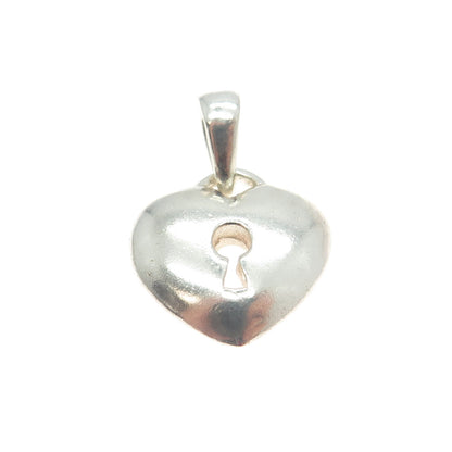 925 Sterling Silver Vintage Heart Lock Pendant