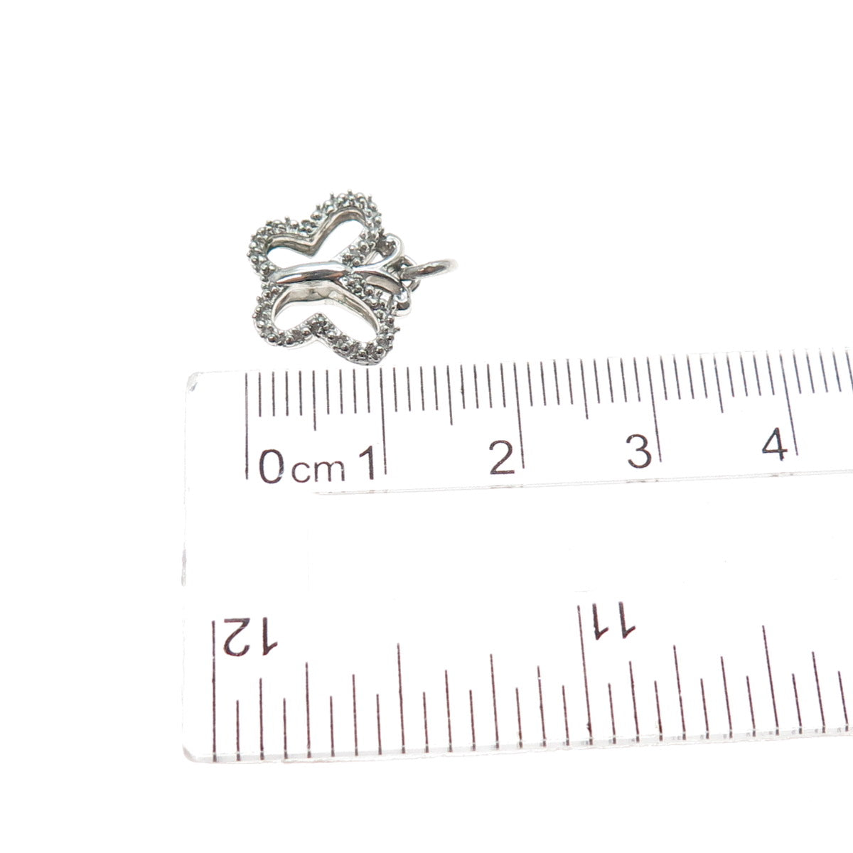 925 Sterling Silver Real Round-Cut Diamond Butterfly Mini Charm Pendant