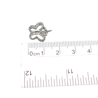 925 Sterling Silver Real Round-Cut Diamond Butterfly Mini Charm Pendant