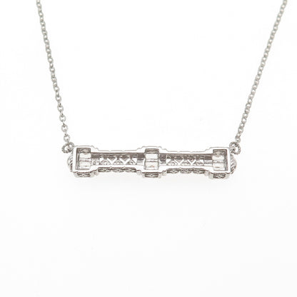 JUDITH RIPKA 925 Sterling Silver C Z Bar Pendant Cable Chain Necklace 18-20"