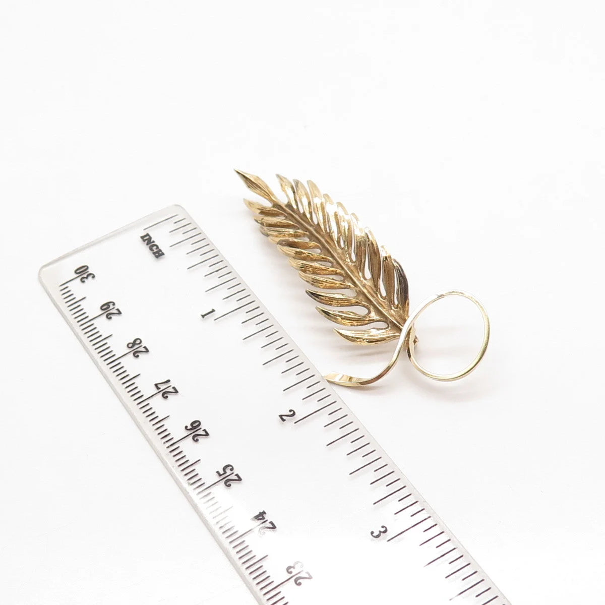 925 Sterling Silver Gold Plated Vintage Wells Leaf Pin Brooch