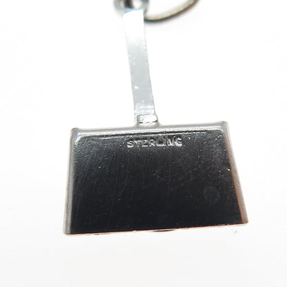 925 Sterling Silver Antique Art Deco Heart Shovel / Scoop Mini Charm Pendant