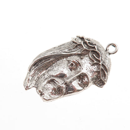 925 Sterling Silver Vintage Jesus Oxidized Charm Pendant
