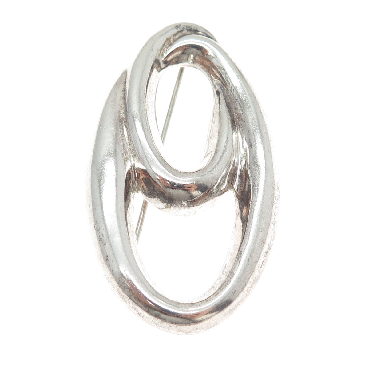 925 Sterling Silver Vintage Modernist Twisted Pin Brooch