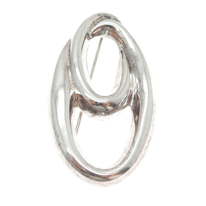 925 Sterling Silver Vintage Modernist Twisted Pin Brooch