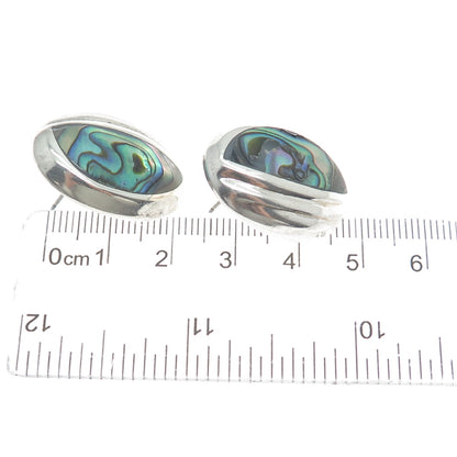 ATI ANNIKA WITT 925 Sterling Silver Vintage Mexico Real Abalone Shell Earrings
