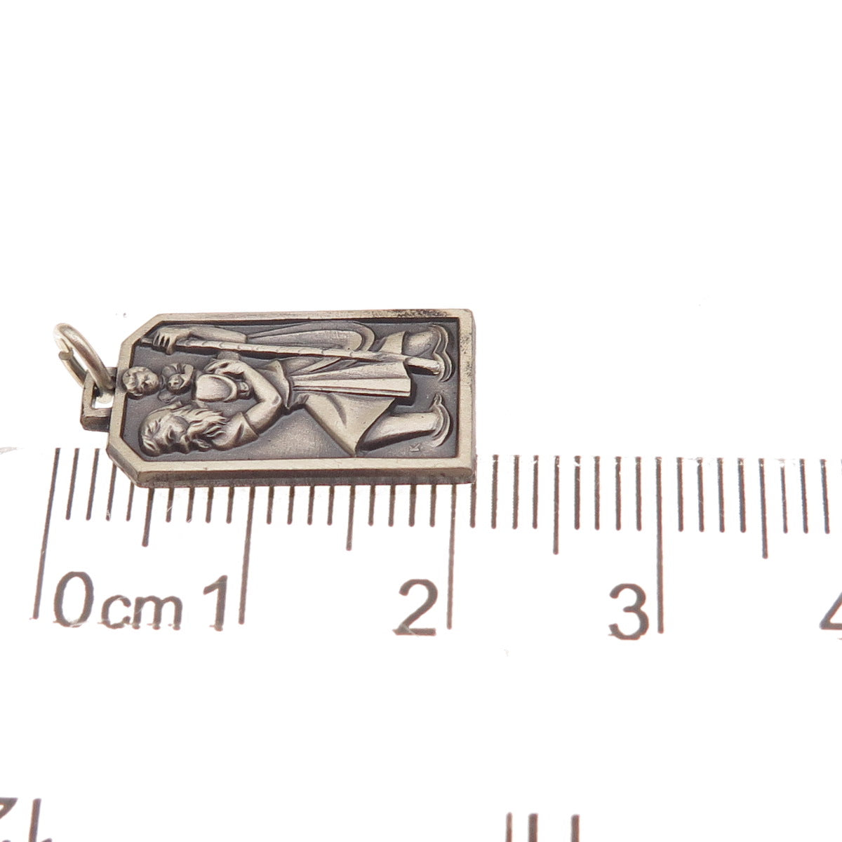 925 Sterling Silver Vintage St. Christopher Religious Oxidized Charm Pendant