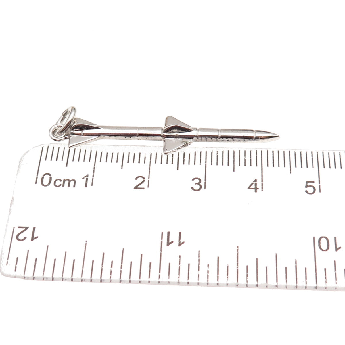 925 Sterling Silver Vintage Rocket Charm Pendant
