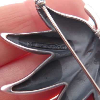 925 Sterling Silver Vintage 1985 Modernist Floral Pin Brooch