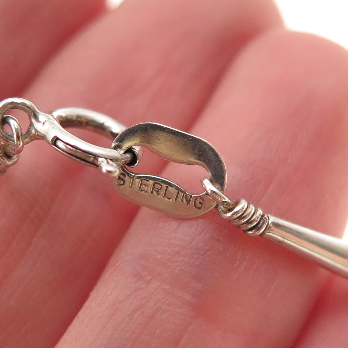 Old Pawn 925 Sterling Vintage Multi-Gem Heart 5-Strand Liquid Chain Necklace 24"