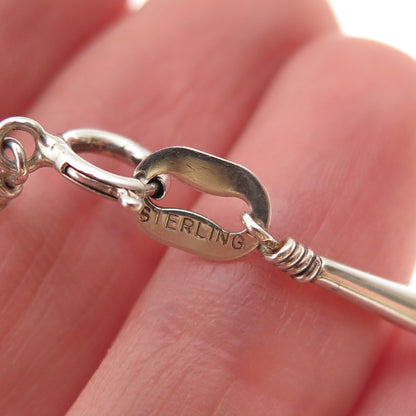 Old Pawn 925 Sterling Vintage Multi-Gem Heart 5-Strand Liquid Chain Necklace 24"