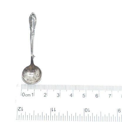 925 Sterling Silver Antique Art Deco Rhapsody Salt & Spices Spoon Pin Brooch