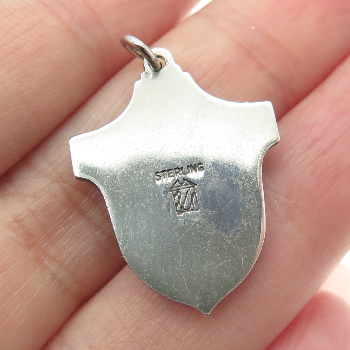 925 Sterling Silver Antique 1 Tracking Medal Oxidized Pendant