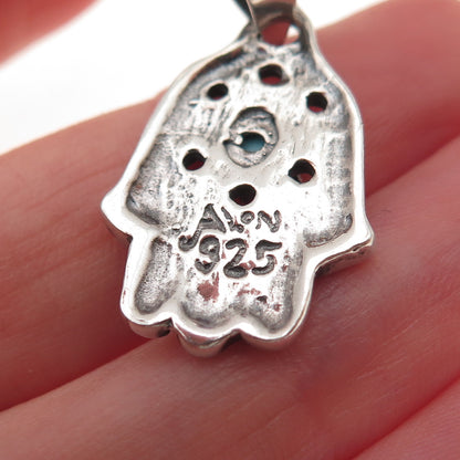 Alon Sterling Silver Vintage Real Turquoise Star of David Hamsa Amulet Pendant