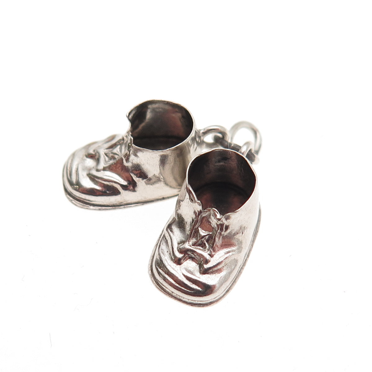 925 Sterling Silver Vintage Baby Shoes 3D Mini Charm Pendant