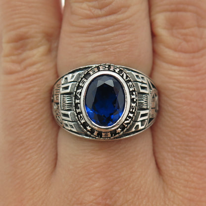 REED Sterling Lab-Created Sapphire 2008 Elias Bernstein School Ring Size 7.75