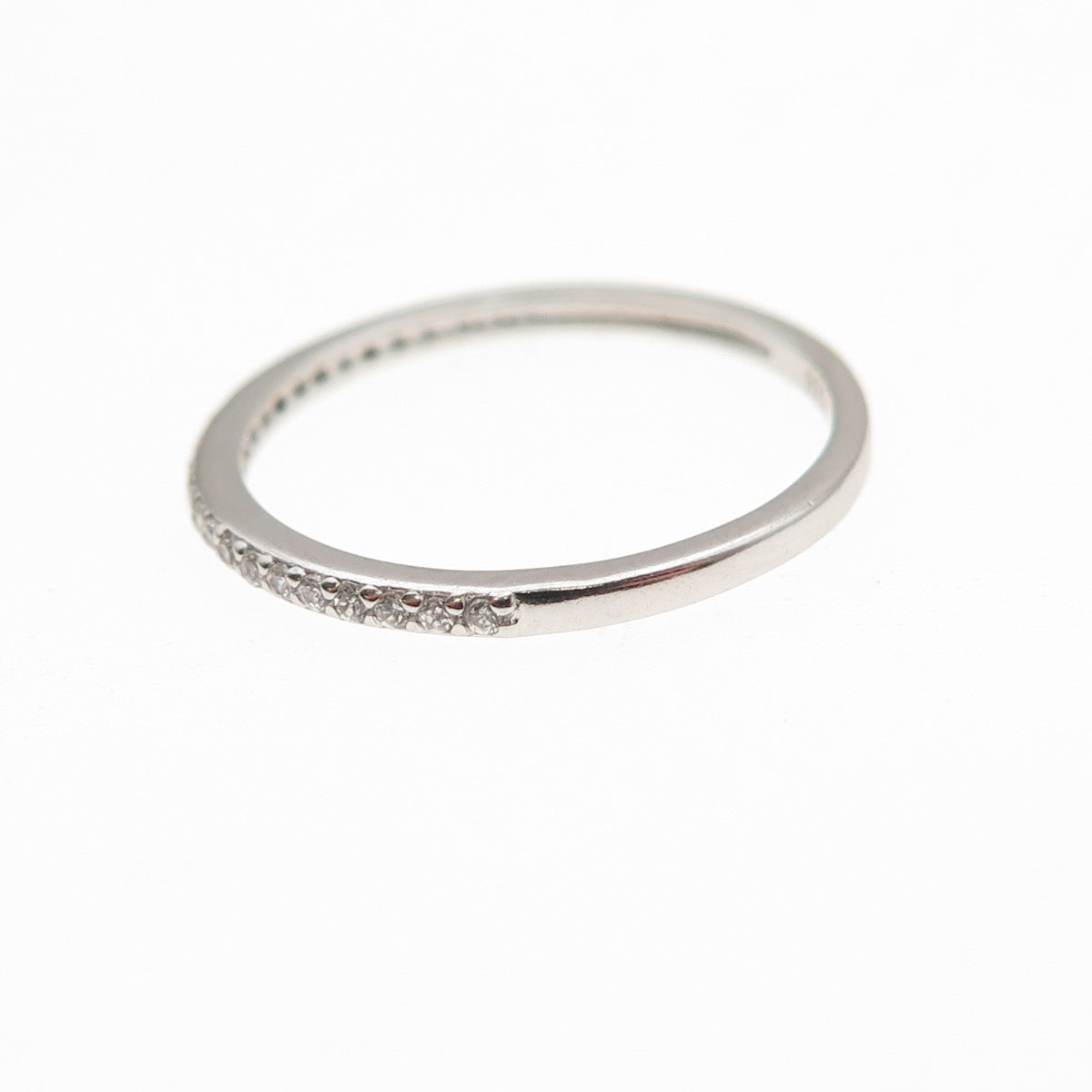 925 Sterling Silver Round-Cut C Z Half Eternity Stackable Band Ring Size 6