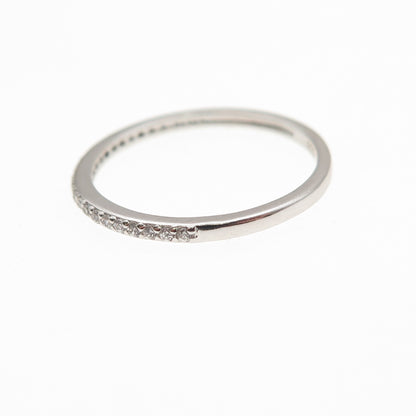 925 Sterling Silver Round-Cut C Z Half Eternity Stackable Band Ring Size 6