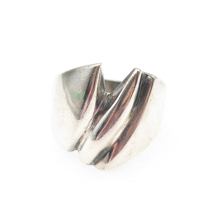 925 Sterling Silver Vintage Mexico Modernist Oxidized Ring Size 8.25