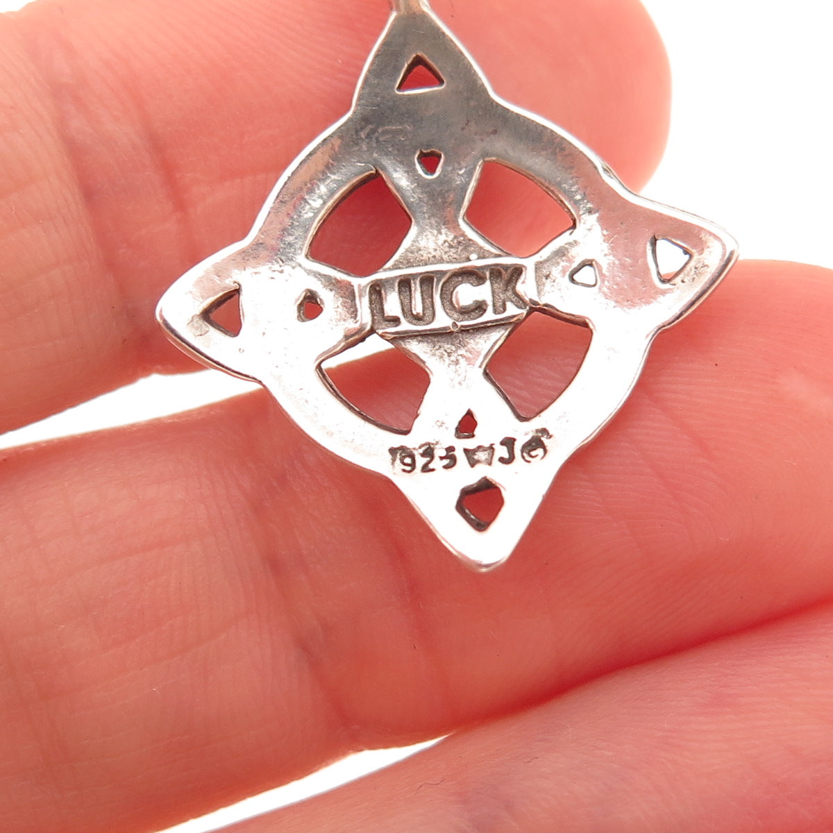 Waldeck 925 Sterling Silver Vintage Celtic Luck Cross Oxidized Charm Pendant