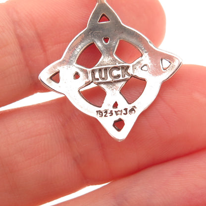 Waldeck 925 Sterling Silver Vintage Celtic Luck Cross Oxidized Charm Pendant