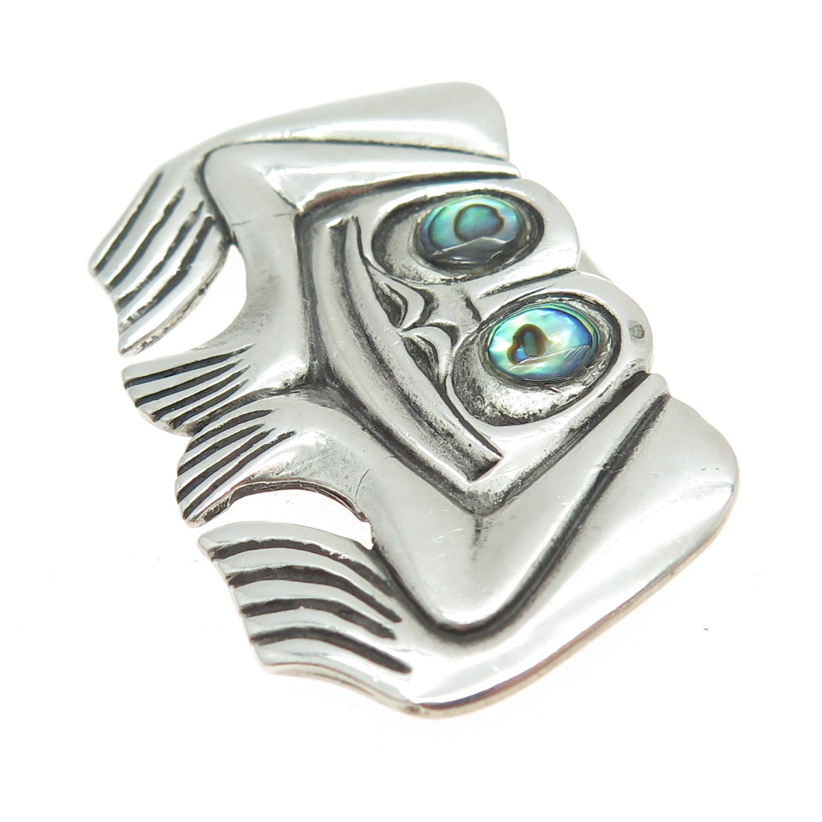 OWEN WALKER 925 Sterling Silver Vintage Abalone Shell Frog Modernist Pin Pendant