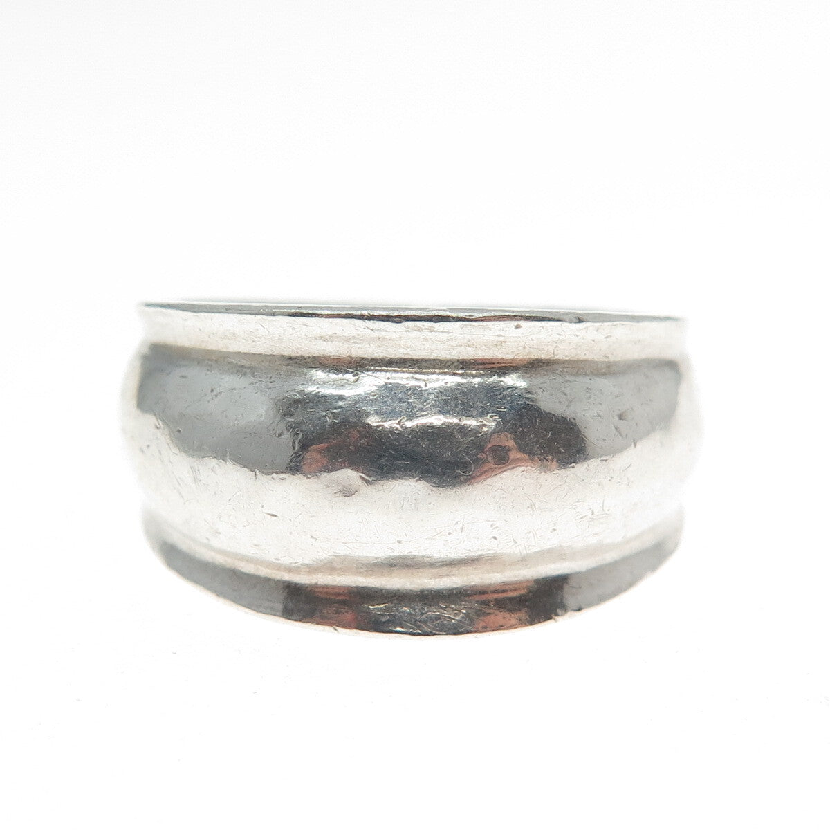 925 Sterling Silver Vintage Modernist Hammered Ring Size 8.5