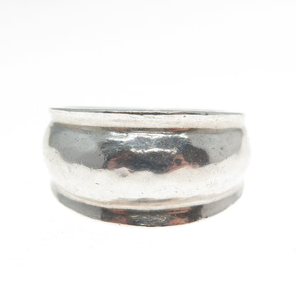 925 Sterling Silver Vintage Modernist Hammered Ring Size 8.5