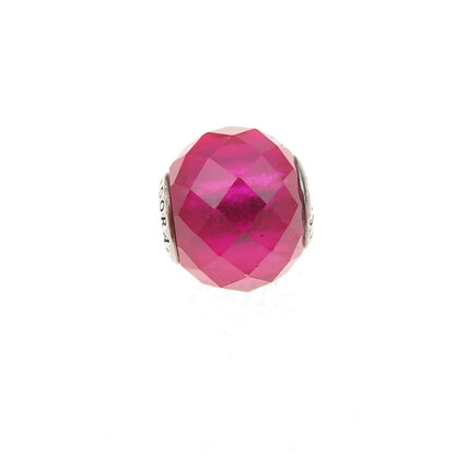 Pandora 925 Sterling Silver Lab-Created Ruby Essence Happiness Slide Bead Charm