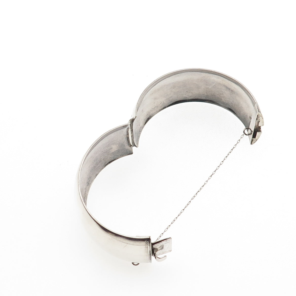 WINMOR 925 Sterling Silver Antique Art Deco Floral Wide Bangle Bracelet 7.5"