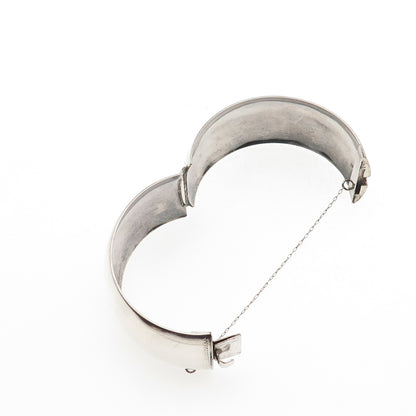 WINMOR 925 Sterling Silver Antique Art Deco Floral Wide Bangle Bracelet 7.5"