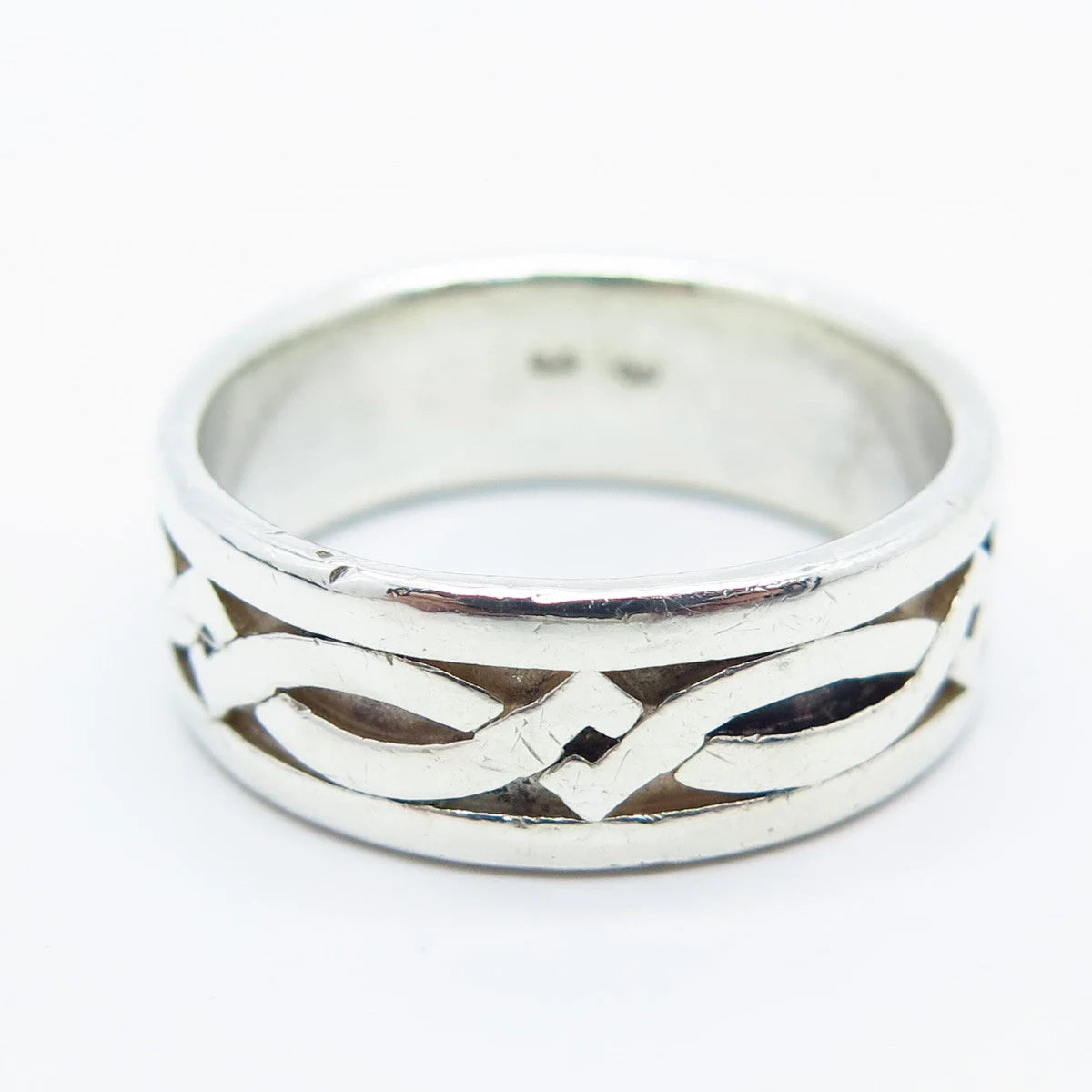 925 Sterling Silver Vintage Celtic Band Ring Size 9.75