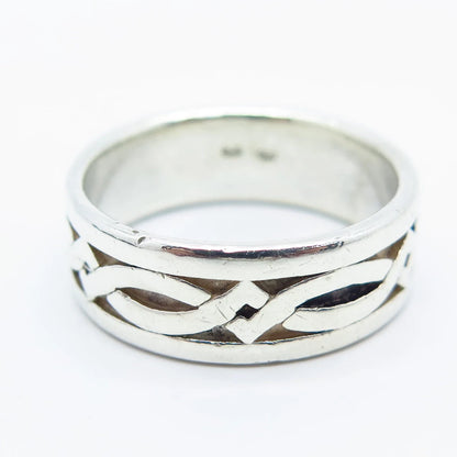 925 Sterling Silver Vintage Celtic Band Ring Size 9.75