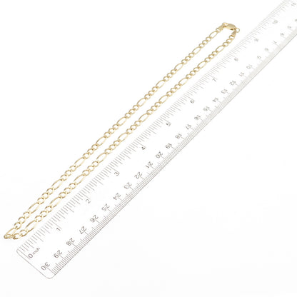 Han 925 Sterling Silver Gold Plated Italy Figaro Chain Necklace 18"