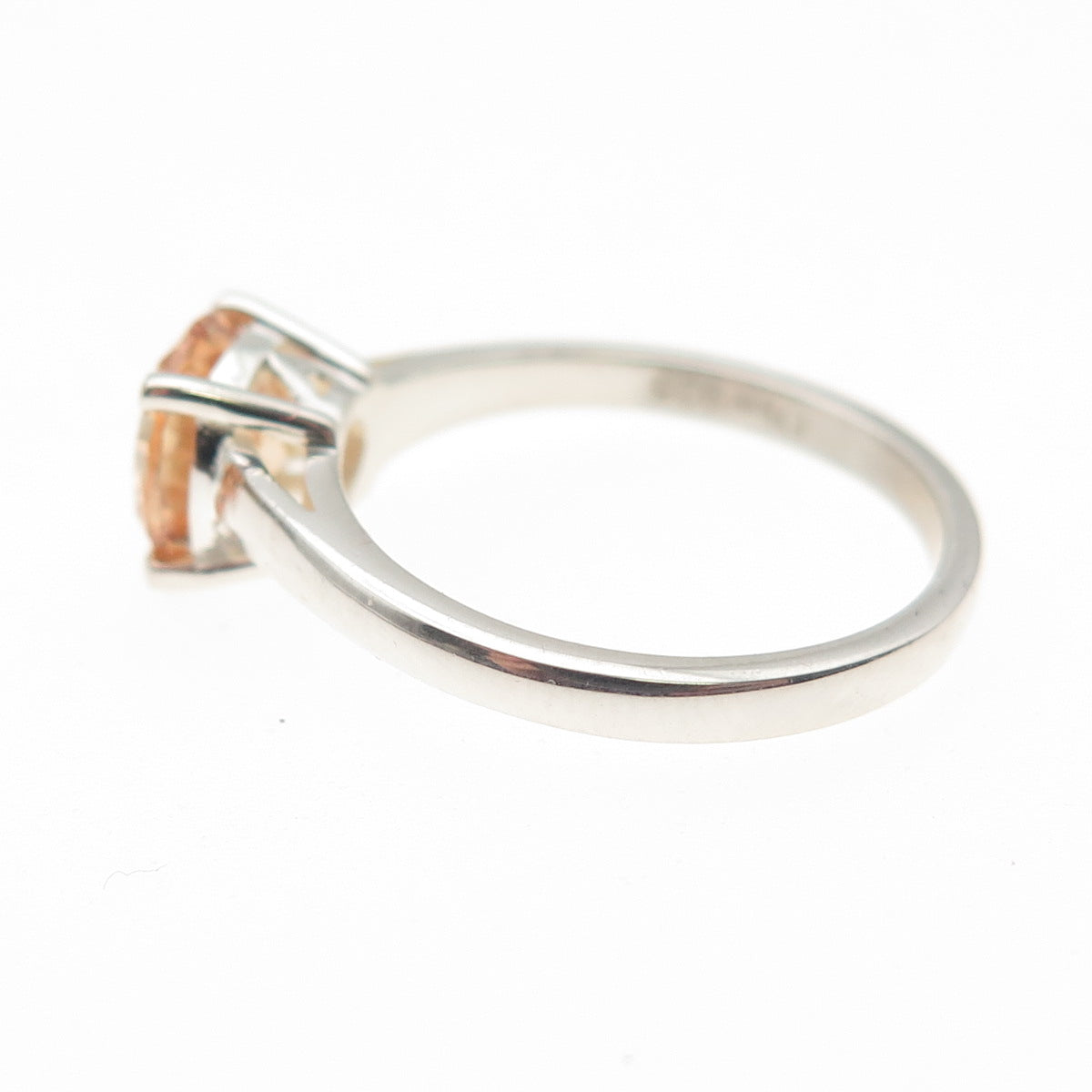 D'JOY 925 Sterling Silver Round-Cut Champagne C Z Ring Size 5.25