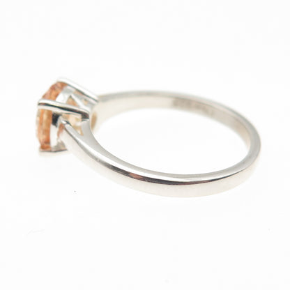 D'JOY 925 Sterling Silver Round-Cut Champagne C Z Ring Size 5.25