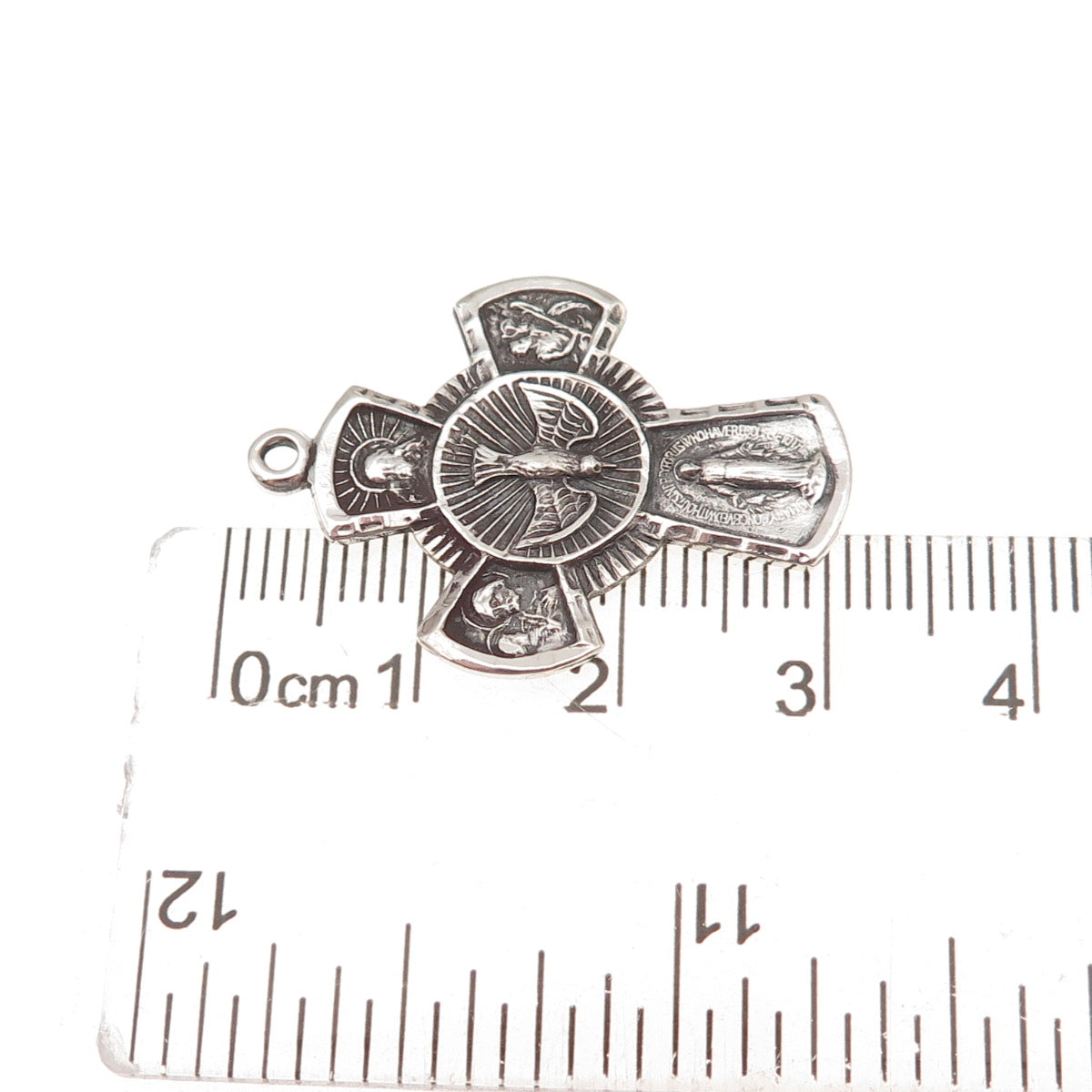 Afco 925 Sterling Silver Antique Art Deco 4-Way Cross Oxidized Charm Pendant